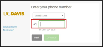 Field to enter mobile phone country and number
