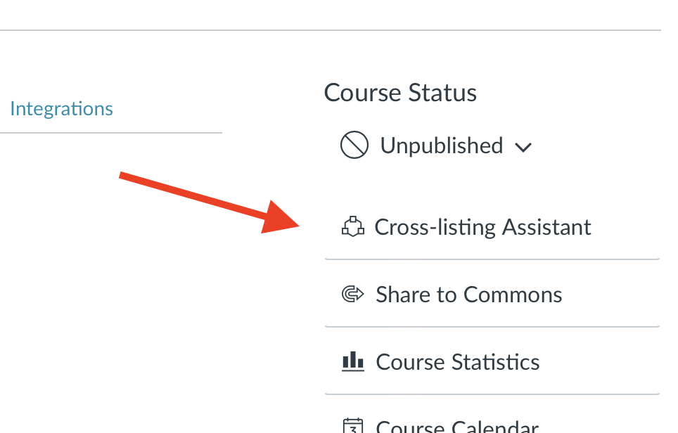 Arrow pointing at Cross Listing Assistant