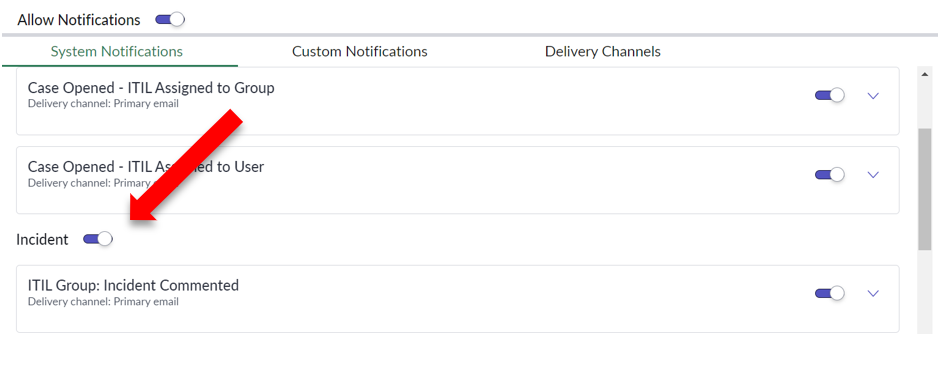  ITIL Group: Incident Commented tab is highlighted