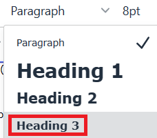 Heading 3 highlighted 