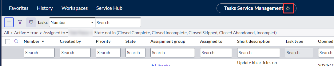 Fuller view of ServiceNow in ITIL with top of a global view page