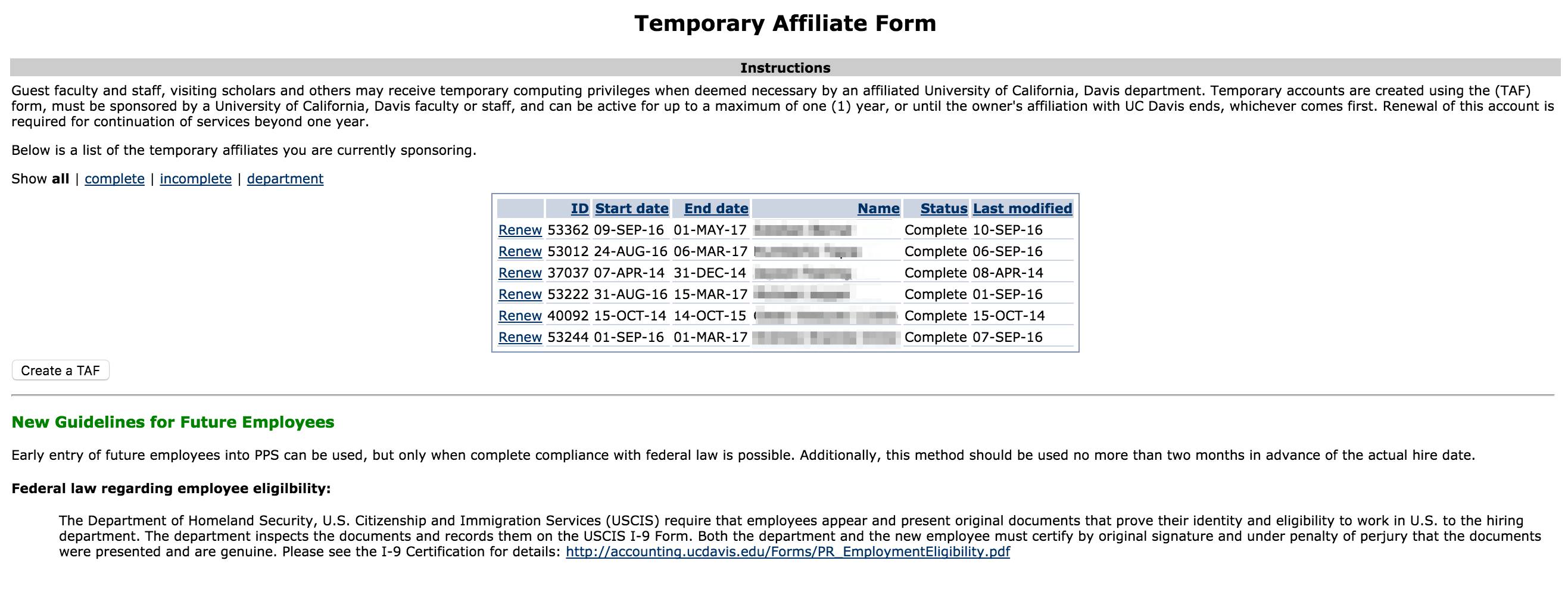 Template Affiliate Form page after logging in