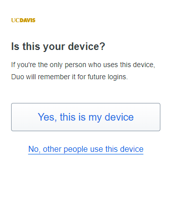 Website asking if this is your device