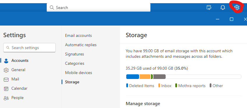 Outlook Quota image