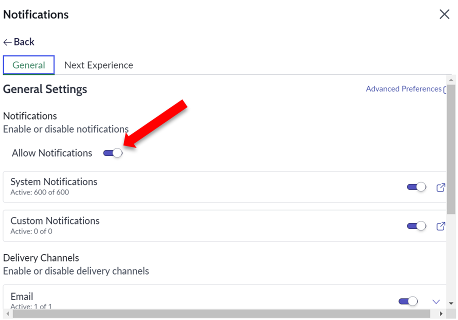 Allow Notifications tab is highlighted 