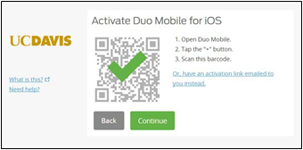 Green check over QR code after scanning code with smartphone