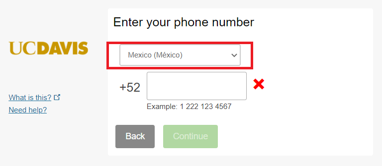 Drop down to select country